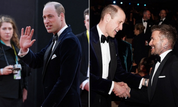 Hoàng tử William lần đầu không có Kate hậu thuẫn trên thảm đỏ BAFTA, vẫn gây bùng nổ bằng một khoảnh khắc cùng David Beckham