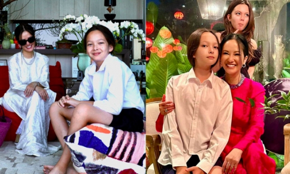 2 nhóc tỳ nhà Hồng Nhung 'lột xác' ở tuổi 12: Con gái là 'bản sao' của mẹ, con trai nuôi tóc dài lãng tử
