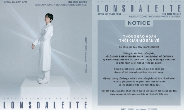 Concert của Baekhyun (EXO) tại TP.HCM bất ngờ hoãn bán vé, fan hoang mang tột độ!