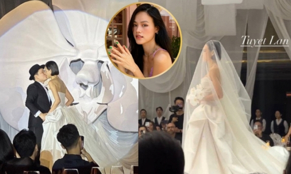 Hoa cưới của siêu mẫu Tuyết Lan chứa đựng ý nghĩa xúc động, không gian cưới thiết kế độc lạ gây ấn tượng với dàn khách