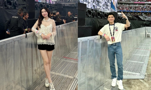 Mẹ bỉm sữa Đỗ Mỹ Linh đi đu concert Taylor Swift, được chồng chủ tịch CLB Hà Nội và anh trai chồng “hộ tống”