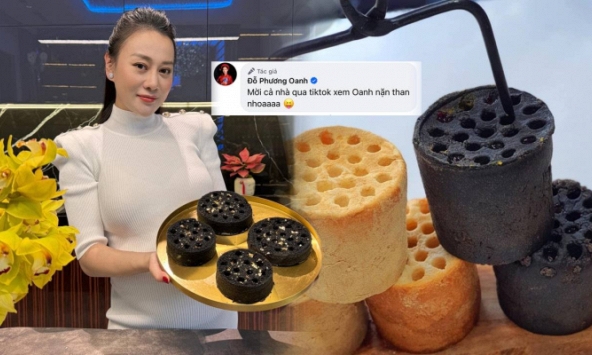 Phương Oanh gây bất ngờ với món bánh lạ:  netizen tưởng cục than hóa ra là món “hot” nhất mạng xã hội