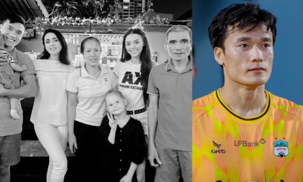 Vợ Tây của Bùi Tiến Dũng đau lòng khi bố chồng qua đời, chàng thủ môn nén đau thương trở lại tập luyện cùng HAGL