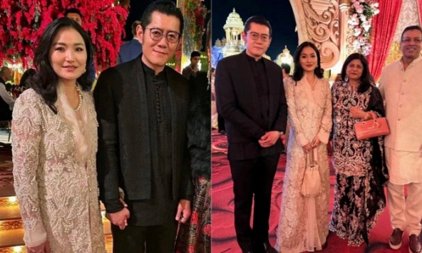 Hoàng hậu 'vạn người mê' của Bhutan dự tiệc nhà tỷ phú giàu nhất châu Á: Xinh đẹp ngút ngàn, hiếm hoi thể hiện cử chỉ thân mật với chồng
