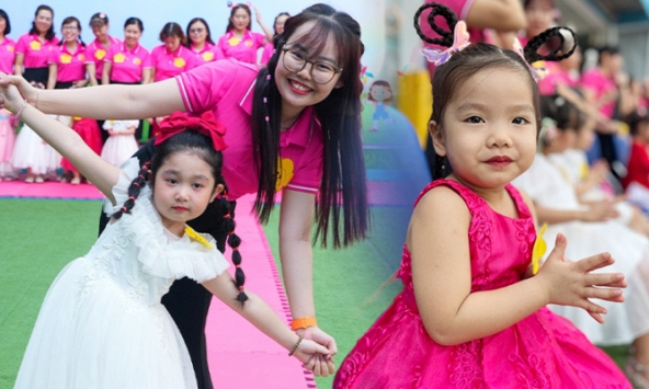 Một trường mầm non công lập ở TP.HCM có hoạt động mừng ngày 8/3 đặc biệt khiến cô trò hào hứng: Bố mẹ thích thú nhìn con mình 'biến hình'