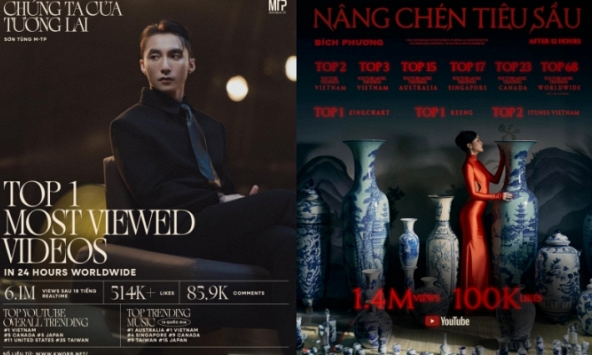 Sơn Tùng M-TP thắng đậm trước Bích Phương về mặt chỉ số, Suboi được khen nhất nhưng thành tích MV thế nào?