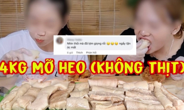 Dân mạng “rợn người” với màn thách đấu mukbang mỡ heo của bé Mai: bị chê kém duyên, ăn bất chấp để lấy tiền?