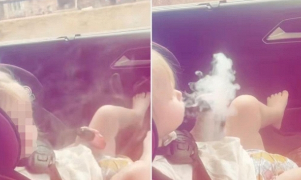 Dân mạng sốc tận óc với video em bé phì phèo thuốc lá điện tử, câu nói của đứa trẻ ngồi cùng trên xe càng gây kinh ngạc