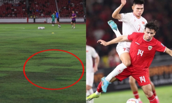 Dân mạng chê sân Bung Karno của Indonesia như 'cái ruộng', mặt cỏ chắp vá còn thua cả sân Mỹ Đình