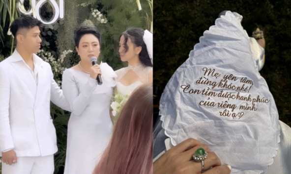 Độc lạ chiếc khăn thêu tiểu thư Hà Nội kỳ công làm riêng cho mẹ ngày về nhà chồng