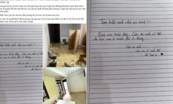 Sự thật sau câu chuyện hai nữ sinh quỵt tiền trọ 4 tháng và để lại bức thư: 'Tạm biệt anh chủ vui tính, bọn em trốn đây'