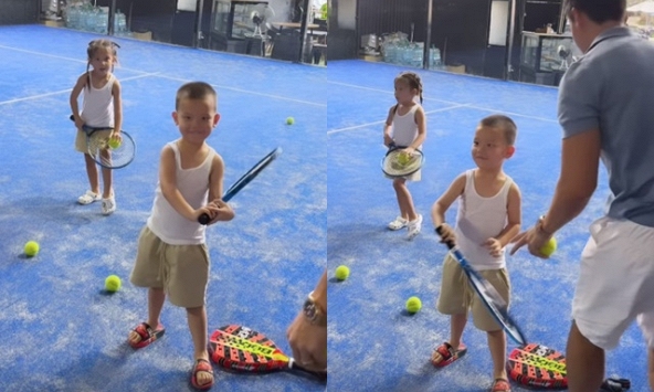 Hồ Ngọc Hà đầu tư cho cặp sinh đôi 3 tuổi chơi môn thể thao xa xỉ, phản ứng của 2 bé khiến mẹ bật cười