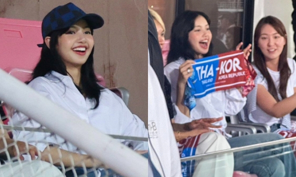 HOT: Lisa đến sân xem trận Thái Lan - Hàn Quốc, visual chấp cam thường gây náo loạn!