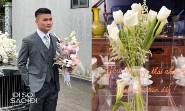 Bó hoa Quang Hải cầm đi trao cho Chu Thanh Huyền trong ngày cưới: Ý nghĩa đặc biệt với ước mong hôn nhân không còn sóng gió