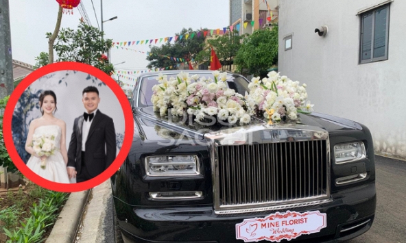Cận cảnh xe hoa 14 tỷ Quang Hải dùng để đón cô dâu Chu Thanh Huyền
