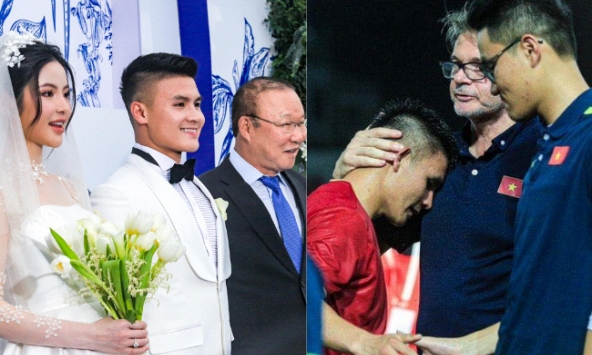 HLV Troussier và HLV Park Hang-seo cùng vắng mặt ở đám cuới Quang Hải, vợ chồng Phan Văn Đức cũng không tham dự