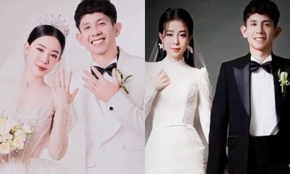 Hé lộ ảnh cưới của cầu thủ Hồng Duy và vợ thạc sĩ, làng bóng đá lại có một đám cưới đặc biệt
