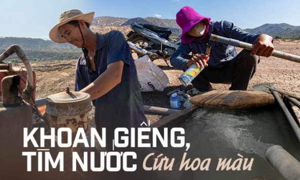 Xót xa cảnh bà con nông dân Ninh Thuận nỗ lực khoan giếng, tìm nước cứu hoa màu khi hồ thủy lợi khô đáy