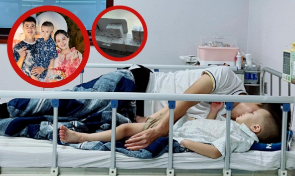 Xót xa hình ảnh Duy Mạnh nằm trông con trong bệnh viện, mua đống thuốc đắt đỏ để trị bệnh cho quý tử, hội bố bỉm sữa đồng cảm