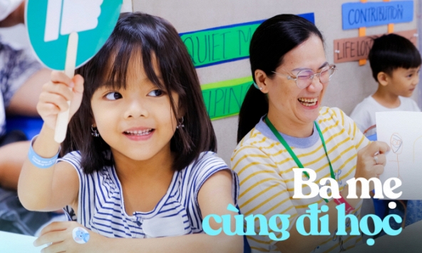 Một buổi học 'kỳ lạ' ở TP.HCM: Cha mẹ cùng con làm học sinh, trải nghiệm những môn học nghe tên thôi đã thấy hào hứng