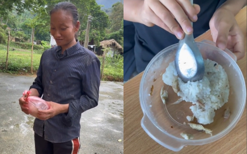 Xúc động hình ảnh người mẹ vùng cao đứng ngoài lớp học chờ đưa cơm cho con trai: Chỉ có bát cơm trắng và vài miếng cá nhỏ