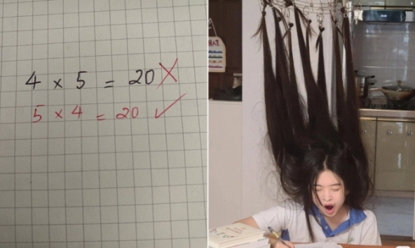 Con làm '4x5=20' bị cô gạch sai và sửa lại thành '5x4=20', phụ huynh đòi kiện nhưng nhận được câu nói bẽ mặt: Xem lại kiến thức đi