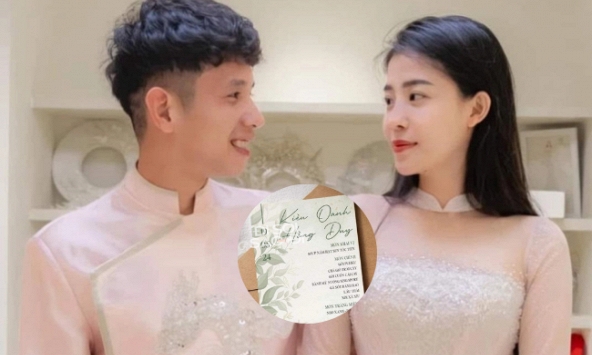 Tiệc cưới đặc biệt toàn món chay của cầu thủ Hồng Duy và vợ thạc sỹ