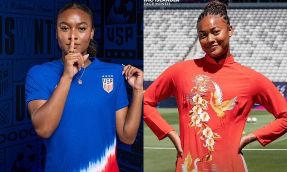 Xúc động hình ảnh nữ cầu thủ gốc Việt đầu tiên chơi ở đội tuyển Mỹ diện áo dài thướt tha