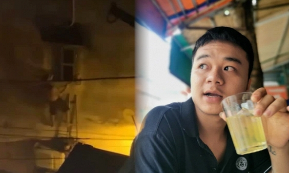 Clip 'người hùng' cứu sống nạn nhân mắc kẹt trong vụ cháy ở Trung Kính: Leo thang dây, dùng búa tạ đập thủng tường nhà