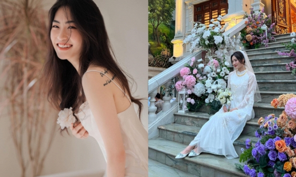 Cô dâu xinh nhất làng bóng chuyền khoe dáng trước căn biệt thự nguy nga như cung điện nhà chồng 