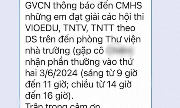 Xôn xao đoạn tin nhắn phụ huynh 'phốt' trường nghỉ hè mới trao giấy khen cho học sinh đạt giải cao, còn yêu cầu đến thư viện lấy