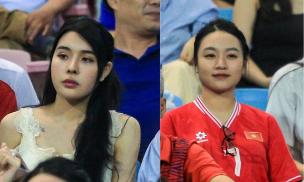 Bạn gái tin đồn của Vũ Văn Thanh cùng vợ Phạm Xuân Mạnh chiếm spotlight trên khán đài Mỹ Đình, cổ vũ ĐT Việt Nam gặp Philippines