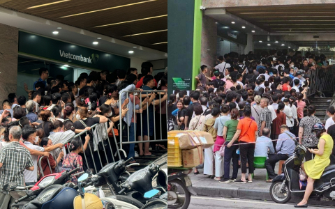 Người dân các tỉnh có mặt từ 4h sáng ở Hà Nội để mua vàng: Tắc nghẽn ngay từ ngoài cửa ngân hàng