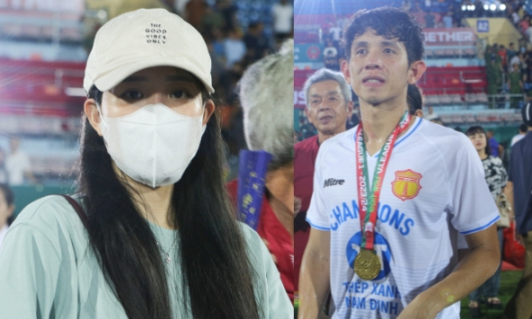 Camera bắt trọn nhan sắc vợ thạc sỹ mới cưới của Hồng Duy, nàng WAG ngượng ngùng khi lần đầu xuất hiện