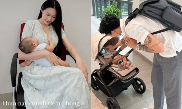 'Hot mom' Doãn Hải My gây sốt với diện mạo 'gái một con trông mòn con mắt' khi cùng Đoàn Văn Hậu đưa con đi tiêm phòng