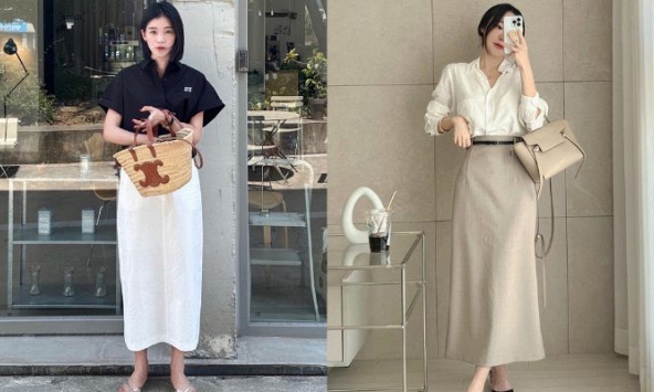 10 cách kết hợp áo sơ mi với chân váy thanh lịch, tôn dáng