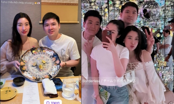 Đỗ Mỹ Linh xinh đẹp cùng chồng  'trốn con' hẹn hò ở nước ngoài