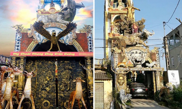 Ngôi nhà có kiến trúc kì quái và bí ẩn ở Hưng Yên, gia chủ tiết lộ 'vật quý' được mạ vàng 24K đặt ngay trong phòng khách