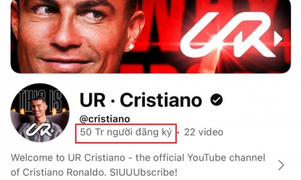Đỉnh miễn bàn: Ronaldo chính thức đạt 50 triệu lượt theo dõi trên YouTube chỉ sau 6 ngày, gần 1 tỷ lượt theo dõi trên các MXH