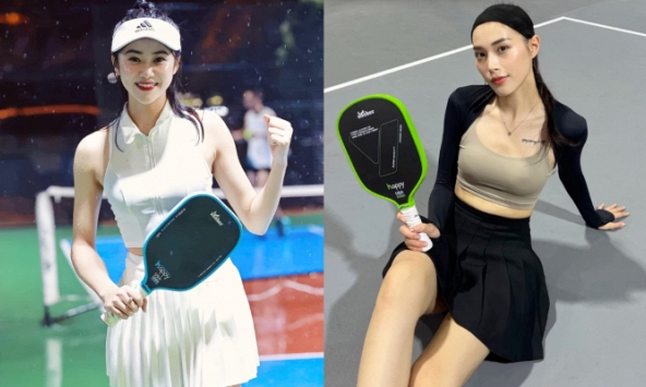 Mỹ nhân 'nóng cùng World Cup' đọ sắc với hoa khôi bóng chuyền ở sân Pickleball: Visual phát sáng, đẹp gì mà đẹp thế!