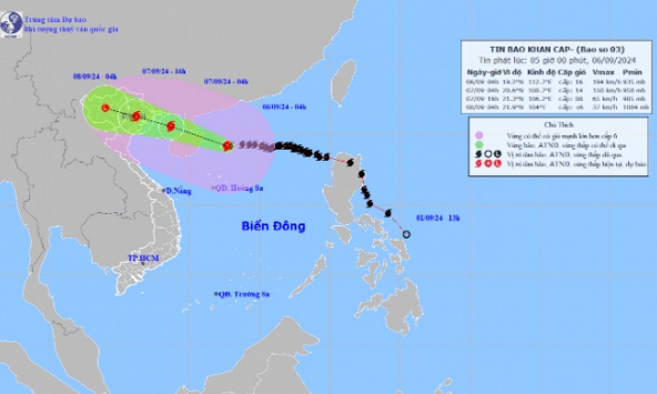 Diễn biến mới nhất về cơn bão số 3