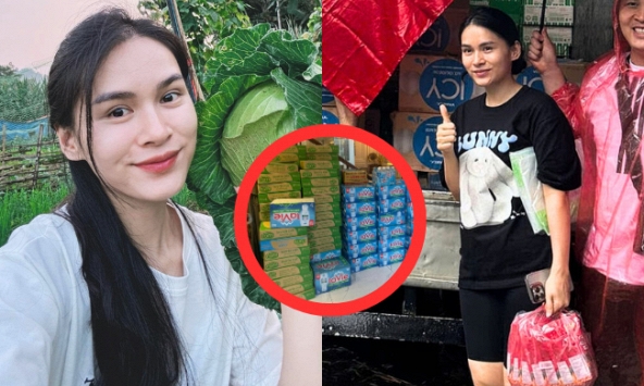Nàng WAG xinh đẹp lặn lội cứu trợ vùng lũ ở quê nhà, chưa kịp về qua nhà mẹ đẻ lại được 'tiếp tế' ngược đầy xúc động