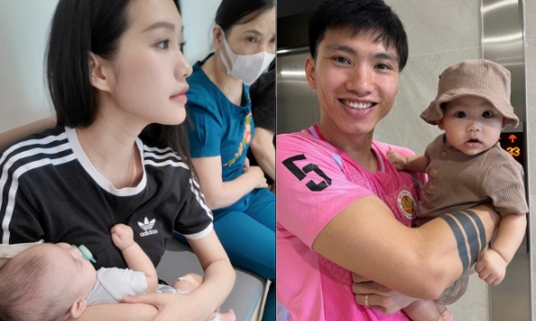Hé lộ hình ảnh Đoàn Văn Hậu - Doãn Hải My đưa con đi bệnh viện, sự xuất hiện của 'mẹ chồng' gây chú ý