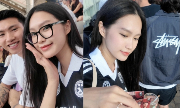 Cùng Đoàn Văn Hậu đi xem bóng đá ở Hàn Quốc, tiểu thư Doãn Hải My phải xin lỗi vì một hành động vô tình