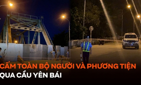 Đề nghị cấm toàn bộ người và phương tiện lưu thông qua cầu Yên Bái