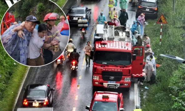 Hiện trường xe ô tô con rơi xuống vực sâu trên đèo Bảo Lộc: Nạn nhân nam ở TP.HCM tử vong