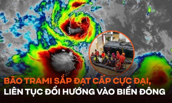 Bão Trami sắp đạt cấp cực đại, liên tục đổi hướng