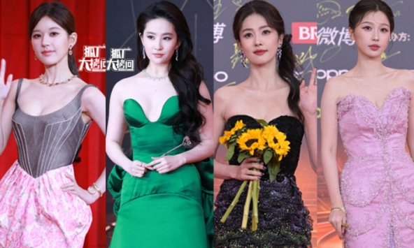 Thảm đỏ sự kiện Weibo: Lưu Diệc Phi khoe nhan sắc chuẩn nữ thần lấn lướt đàn em, Triệu Lộ Tư cùng Ngu Thư Hân gây thất vọng