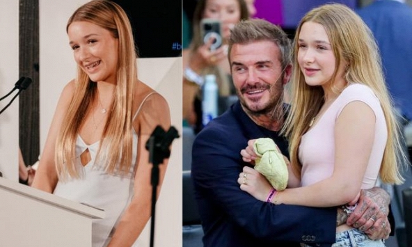 Con gái Beckham lộ yếu điểm nhan sắc qua ống kính truyền thông