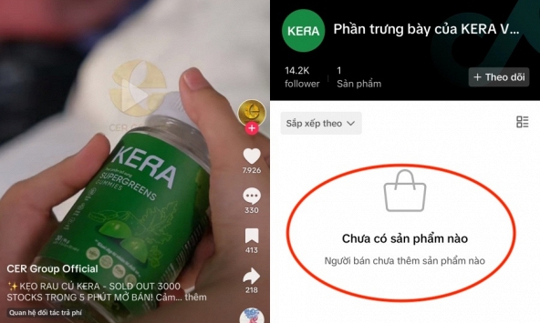 Kẹo rau KERA bất ngờ 'bốc hơi' khỏi các sàn TMĐT, trên kênh TikTok chính chủ cũng không còn
